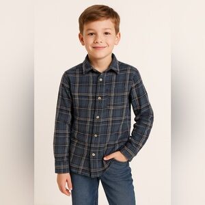 Dip Long sleeve Plaid Cotton Button Down Shirt Teal Size Medium